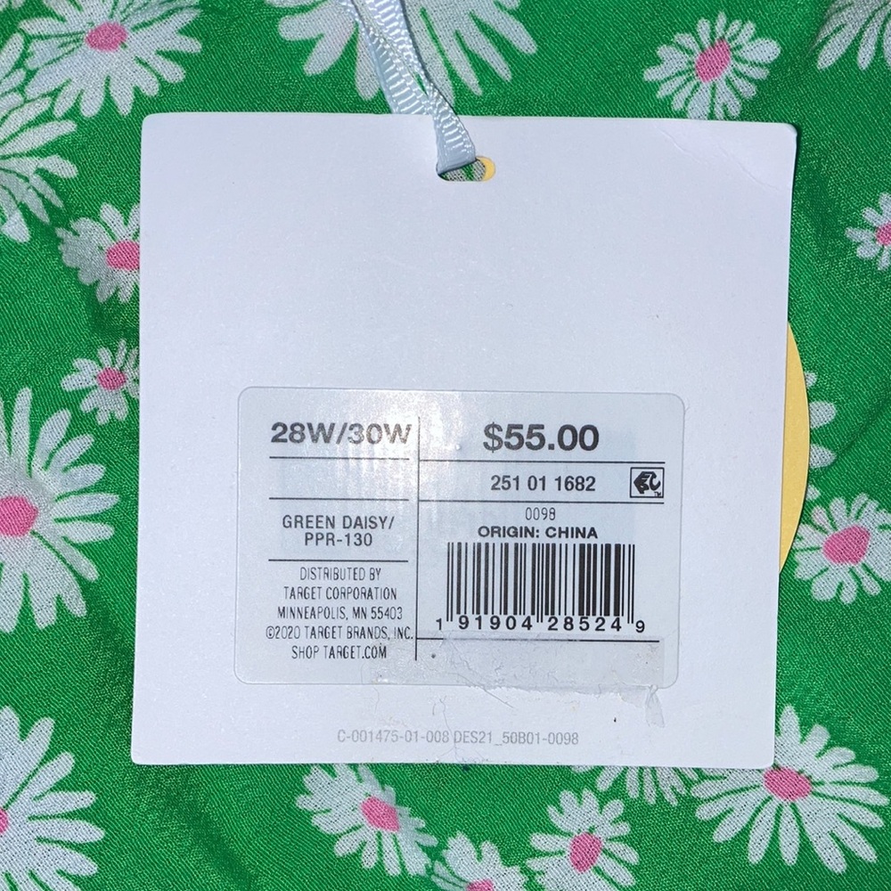 Rixo For Target Dress Size 28W/30W Daisy Long Sleeve Swing Dress Green White NWT - Picture 4 of 4
